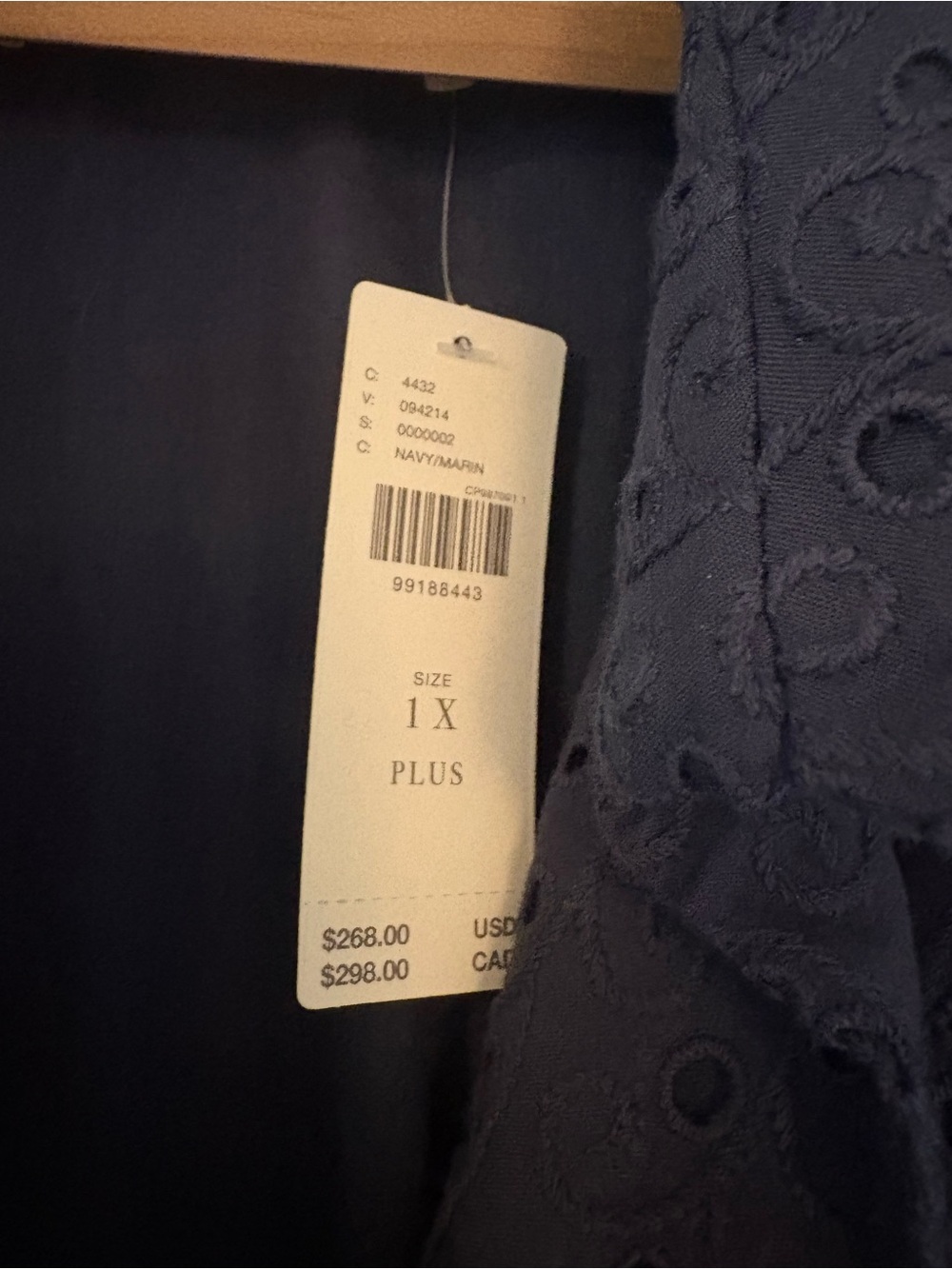 Anthropologie NWT Sleeveless Navy Eyelet Jumpsuit 1X - Picture 2 of 3